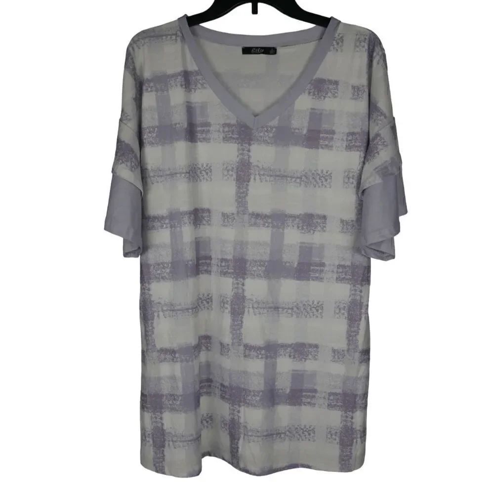 Women's V-neck Ruffle Sleeve Tunic S